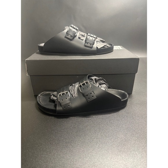 The Kooples Shoes - The Kooples‎ NEW Slides Sandals Buckle Accents Black FR 41/U10